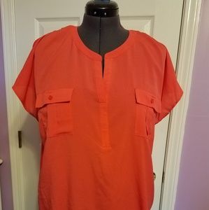 Deep Coral Dressy Women's Top